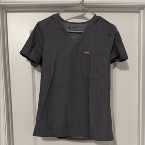 Figs Women's Charcoal Short Sleeve V-Neck Tee